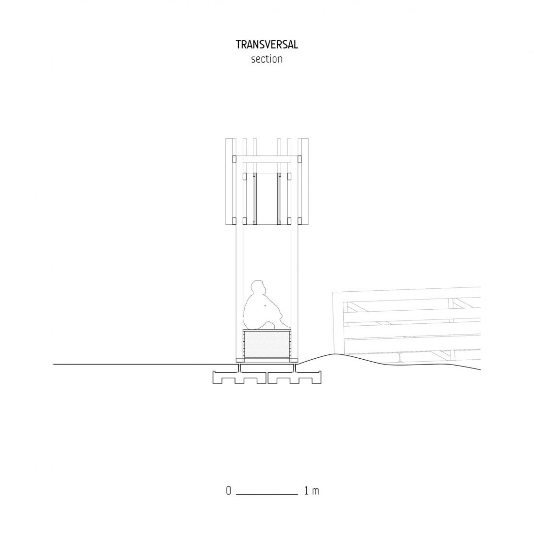 Cross section. Faille Cachée, entrance to the Parc de Marais by Martin Gaufryau + Quentin Barthe + Tom Patenotte.