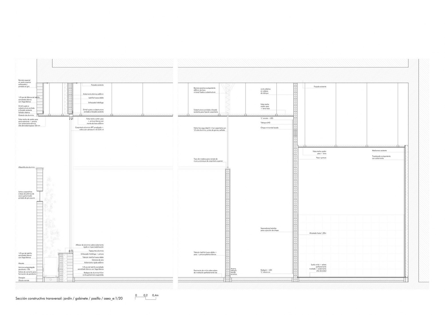 Sección constructiva. Clínica Dental en Aranda por Estudio Bher Arquitectos