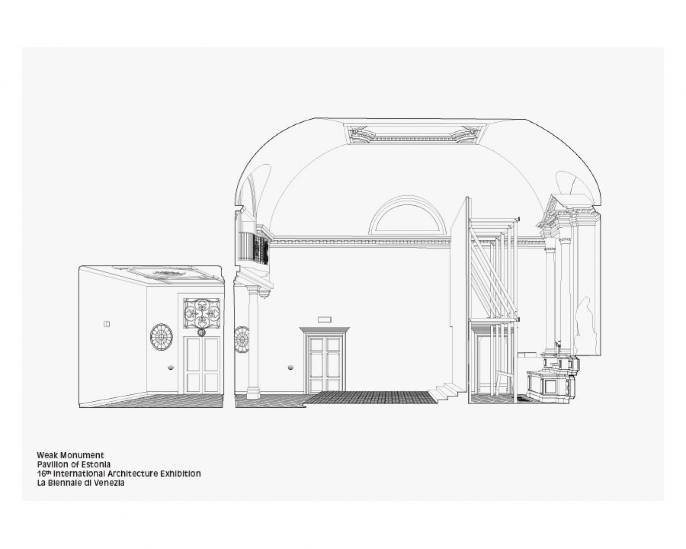 Section. Weak Monument, the Estonian Pavilion at the 16th Biennale Architettura di Venezia 2018. Courtesy of Weak Monument