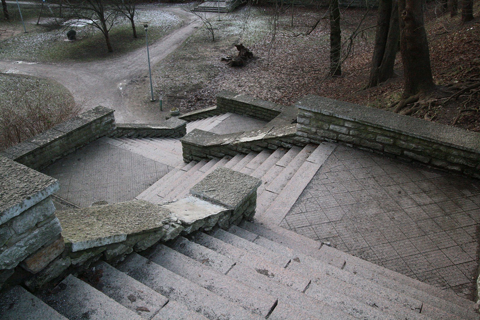 Stairs at Hirvepark in Tallinn. Weak Monument, the Estonian Pavilion at the 16th Biennale Architettura di Venezia 2018. Photogaph by Roland Reemaa. Courtesy of Weak Monument