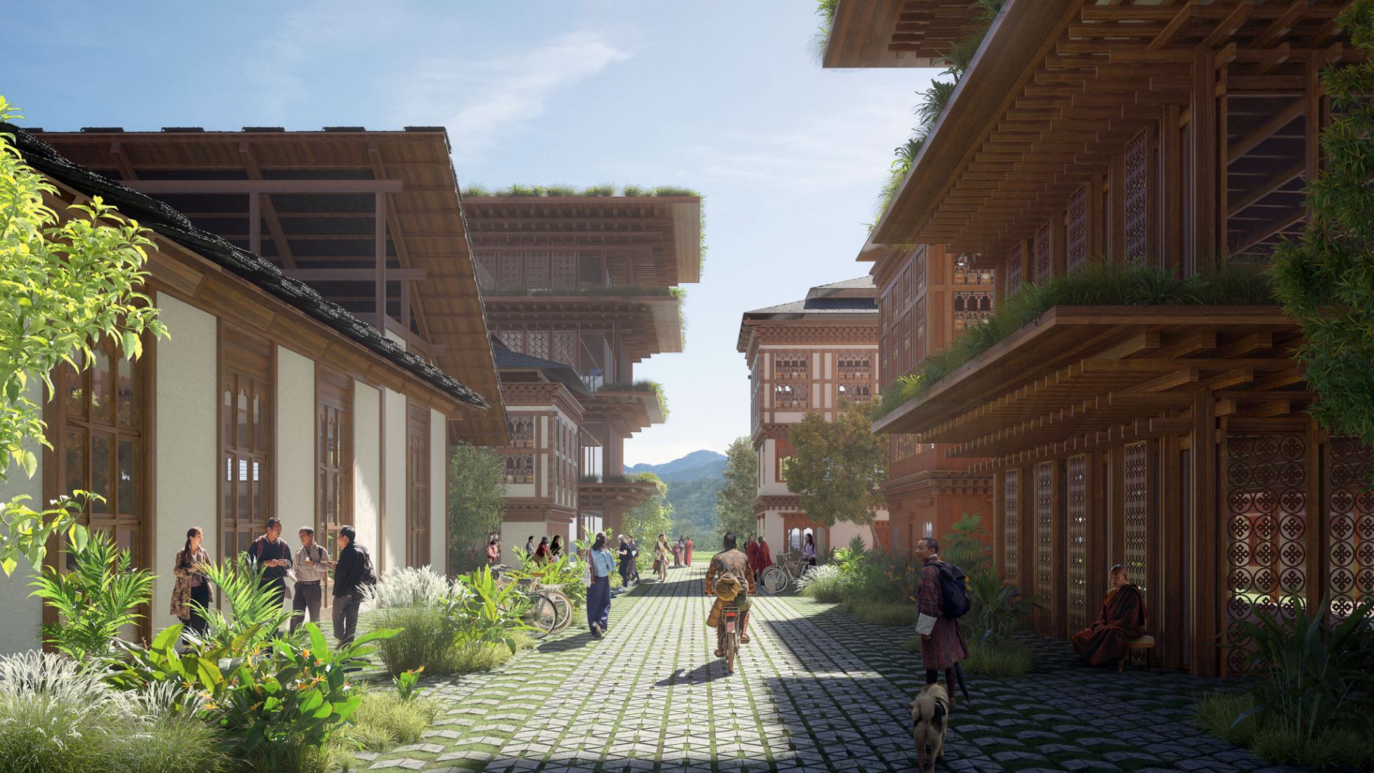Gelephu "Mindfulness City" in the Kingdom of Bhutan by BIG. Rendering by BIG.
