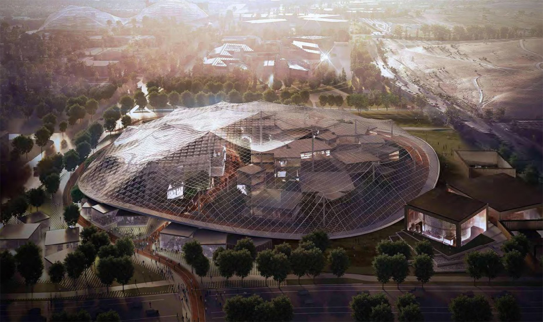Overview, Rendering first project, May 2015. Plans for Google’s New Headquarters in California by BIG and Heatherwick