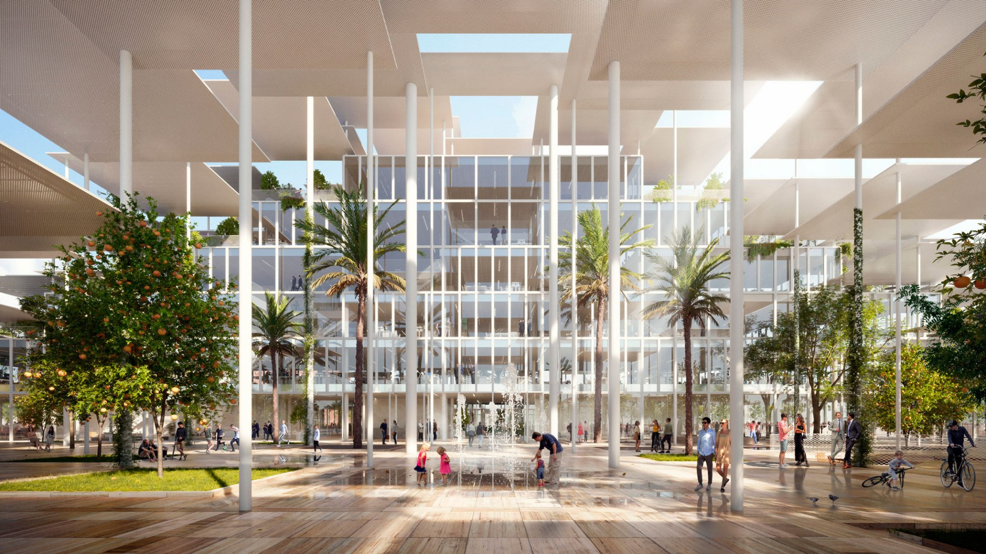 New Joint Research Center of the European Commission in Seville by BIG. Rendering by Play-Time.