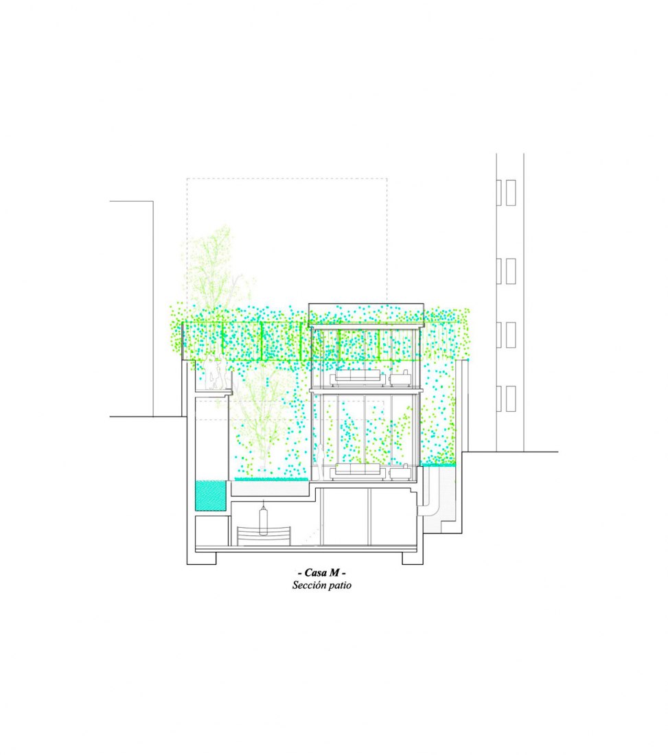 Cross section through courtyard. House M by Blanca Lleó