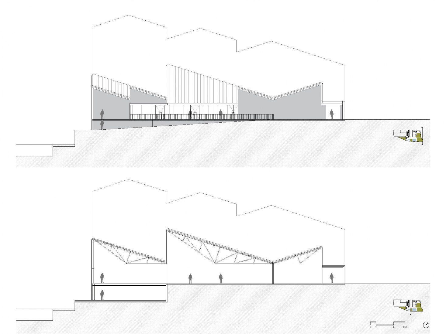 Sections AA and BB. Sports Pavilion by Blasco Esparza Arquitectos