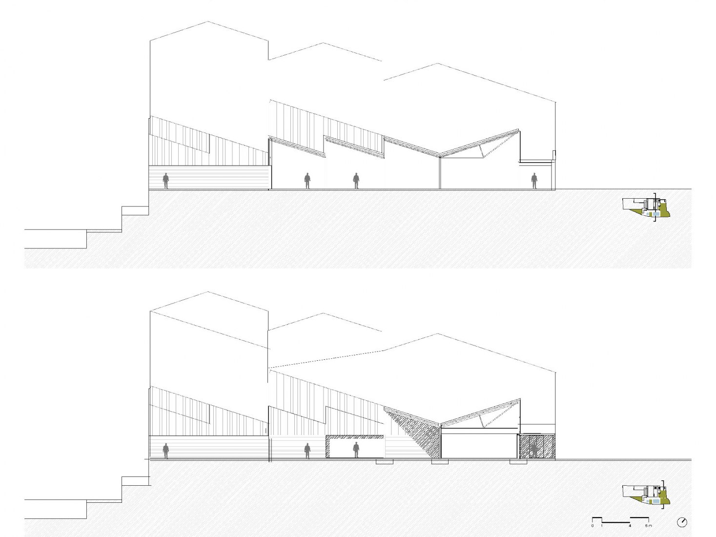 Sections CC and DD. Sports Pavilion by Blasco Esparza Arquitectos