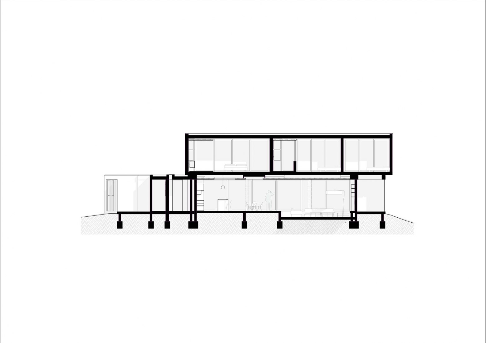 Sección. Casa del Bosque por Bloc Architects.