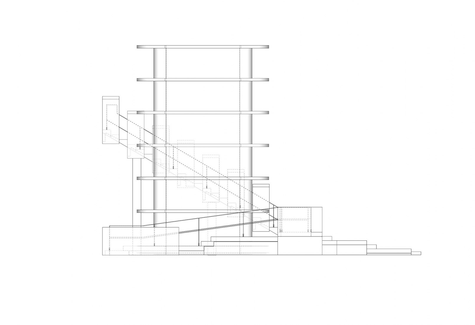 Estructura de estanterías y escaleras. Tienda insignia de X11 por BloomDesign.