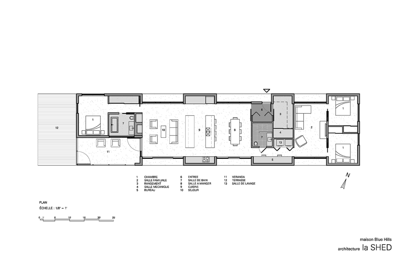 Planta baja. Vista exterior. La Casa de las Colinas Azules por La SHED Architecture. 