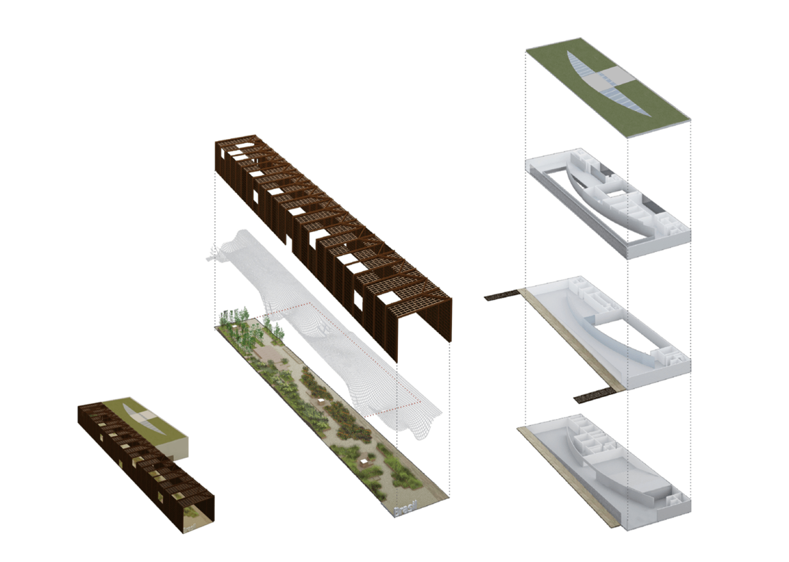 Concept drawings. Brazilian Pavilion at Expo Milano 2015 by Studio Arthur Casas + Atelier Marko Brajovic. 