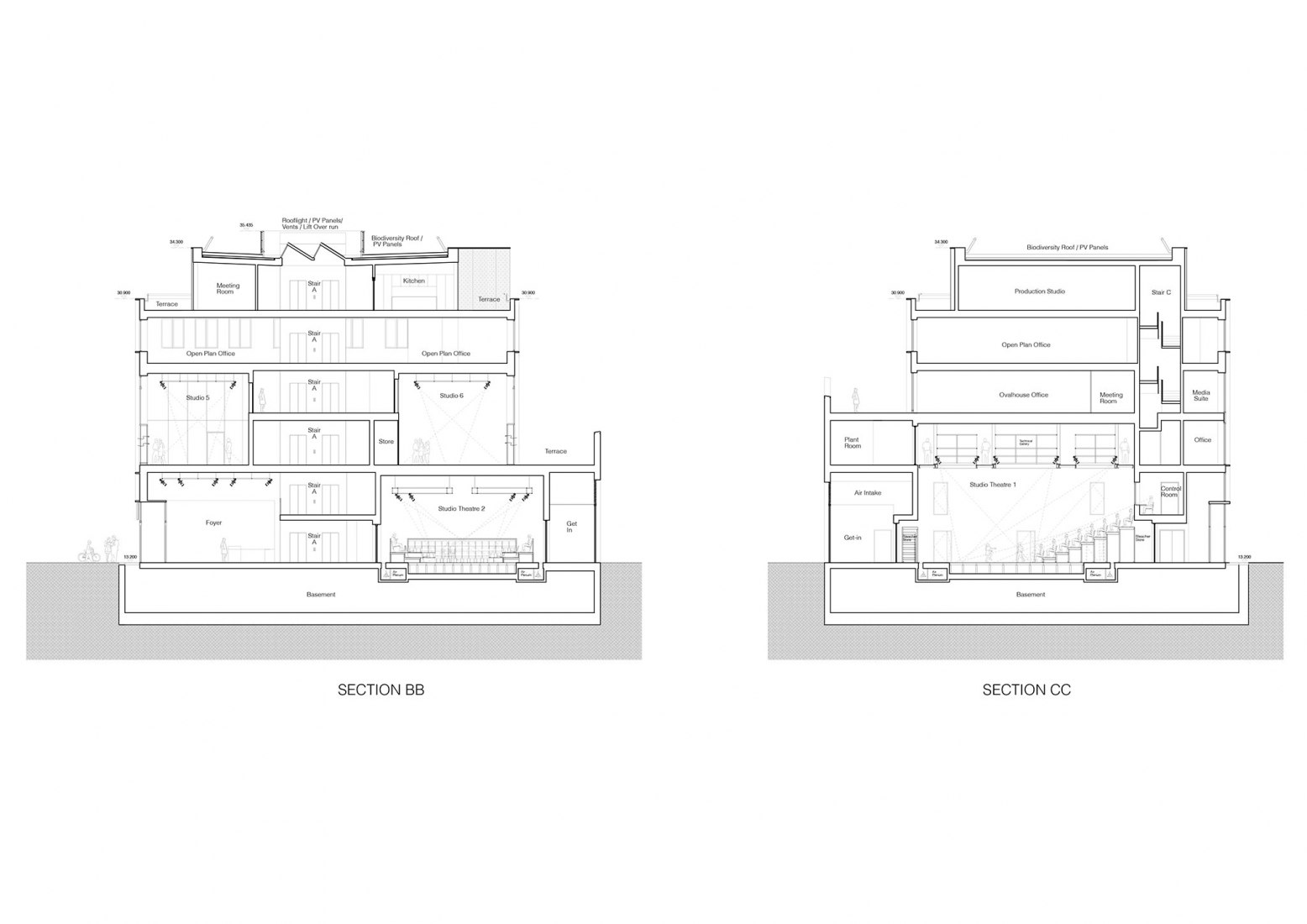 Secciones. Brixton House por Foster Wilson Size.
