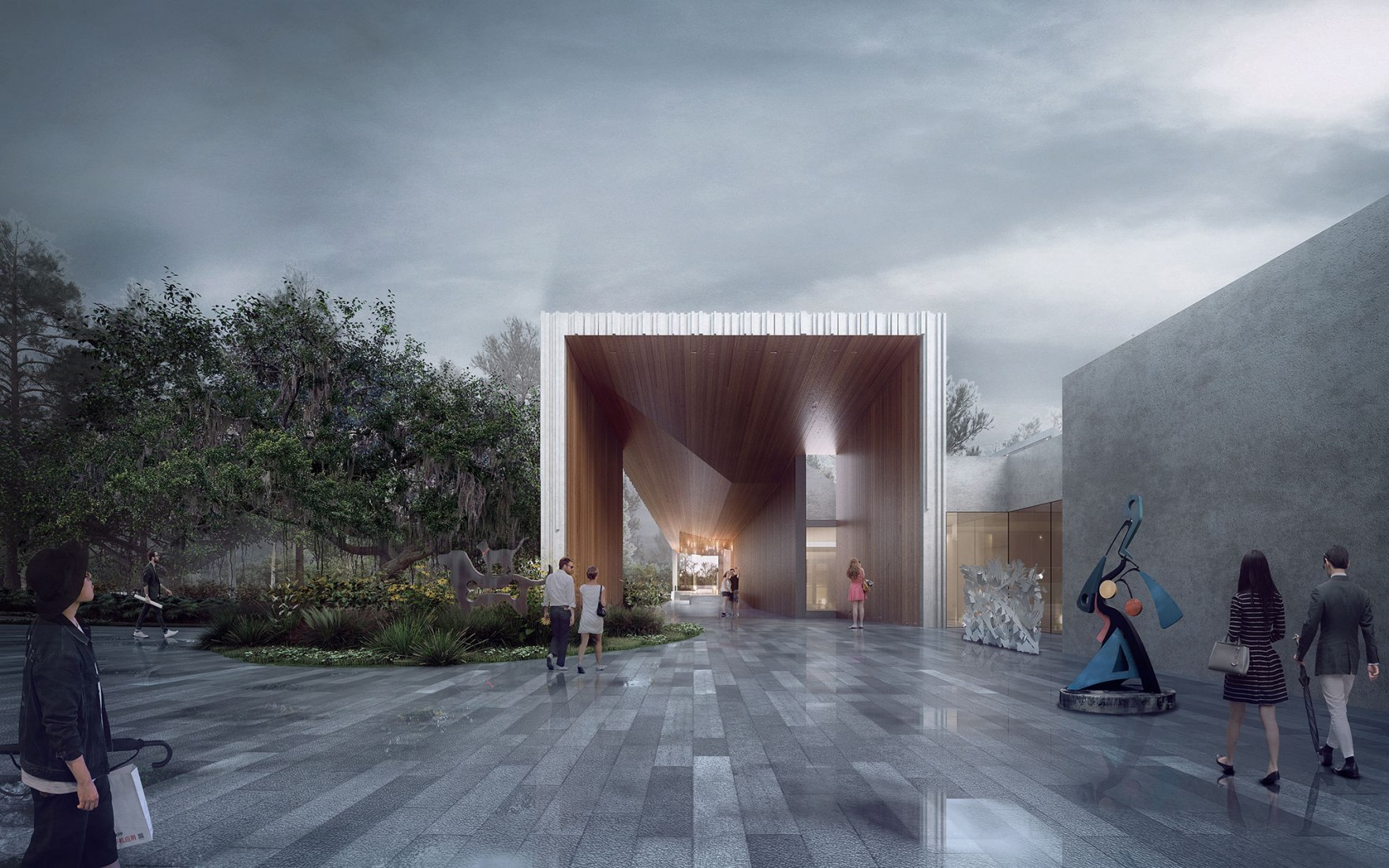Mennello Museum of American Art, Preliminary Expansion Renderings, Exterior, Brooks + Scarpa and KMF Architects, 2019. 