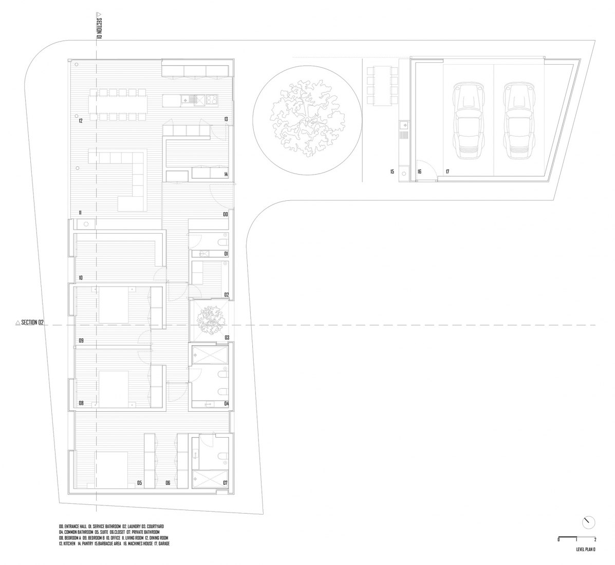 Plano de planta. Casa Chouso por Bruno Dias Arquitectura.