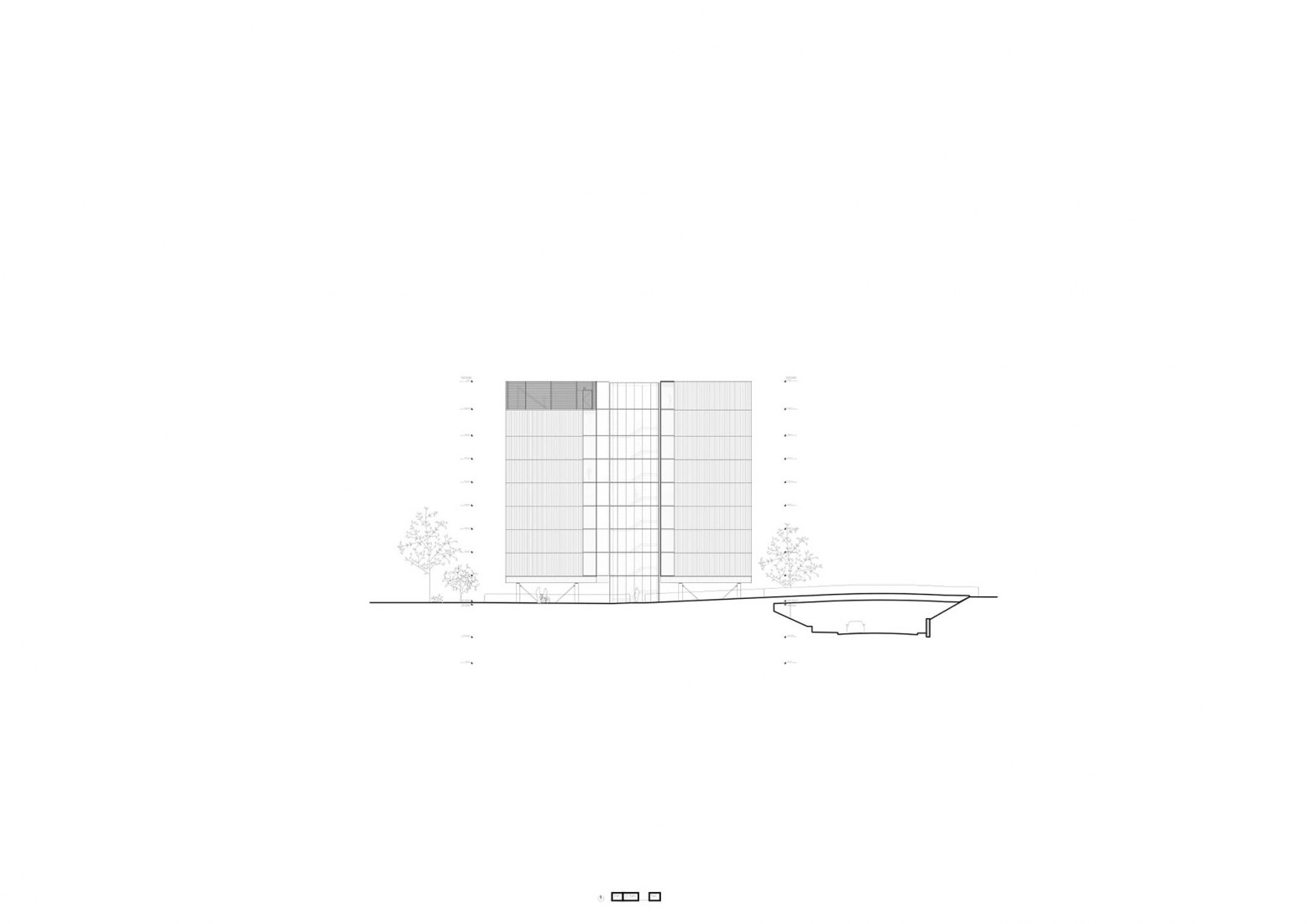 Alzado norte. Residencia para investigadores "Maison Julie-Victoire Daubié" por BRUTHER.