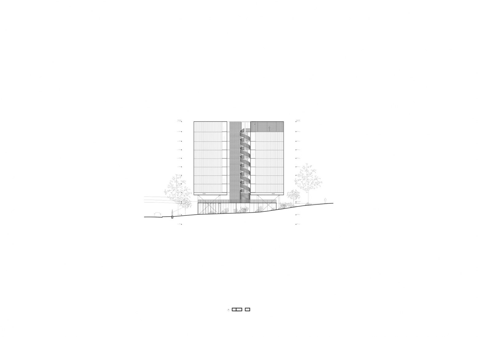 Alzado sur. Residencia para investigadores "Maison Julie-Victoire Daubié" por BRUTHER.