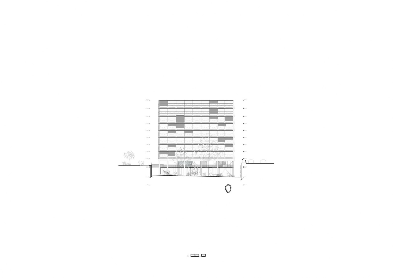 Alzado oeste. Residencia para investigadores "Maison Julie-Victoire Daubié" por BRUTHER.