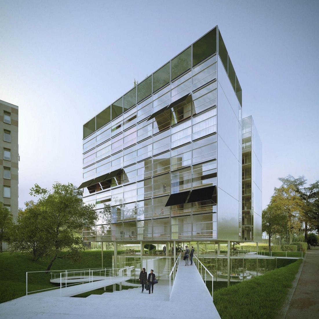 Visualización. Residencia para investigadores "Maison Julie-Victoire Daubié" por BRUTHER.