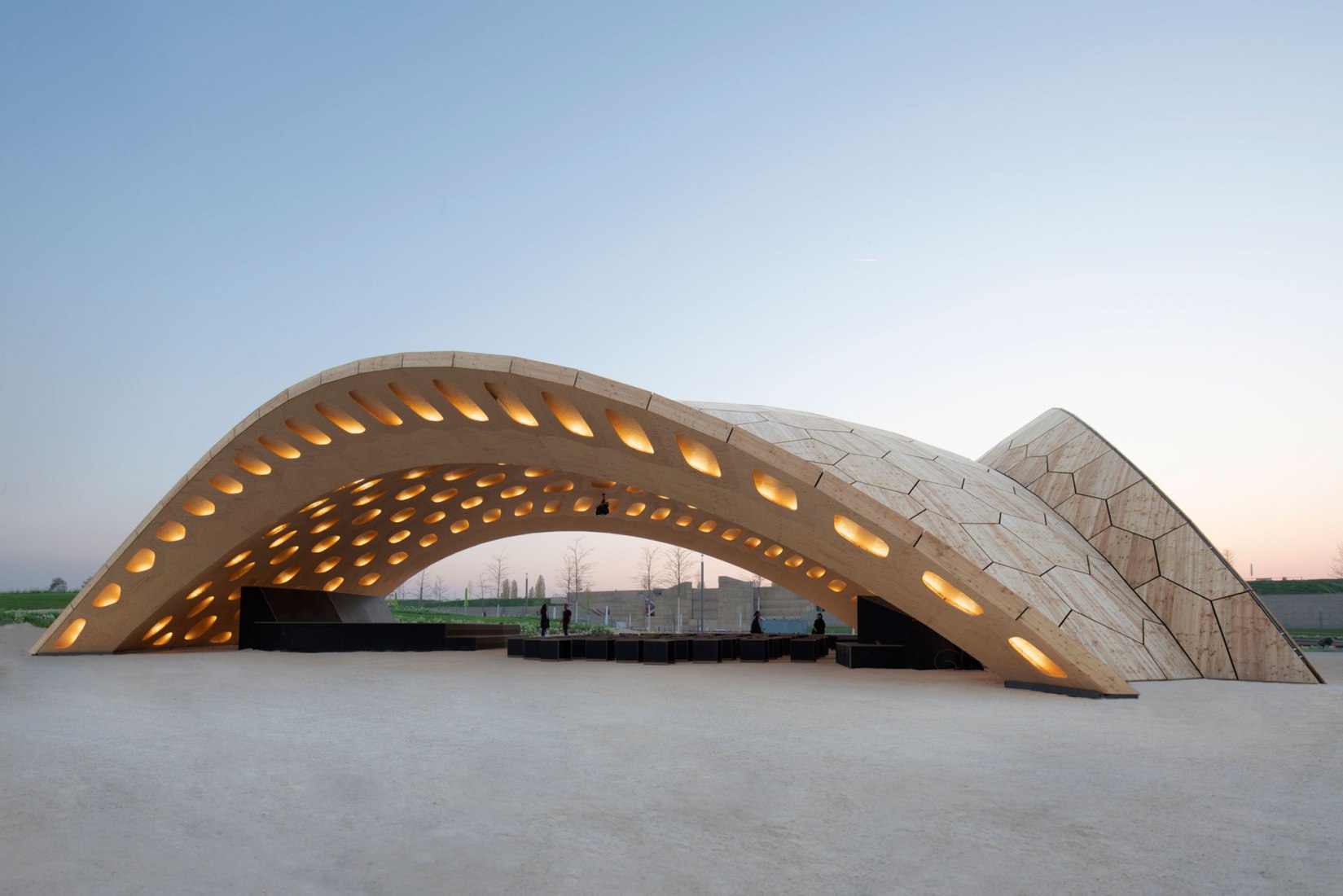 BUGA Wood Pavilion 2019 by ICD/ITKE, University of Stuttgart. Photograph by ICD/ITKE, University of Stuttgart.