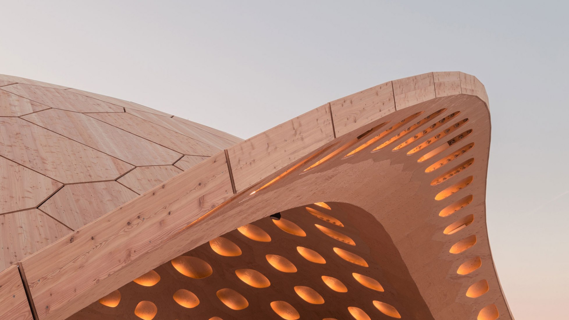 BUGA Wood Pavilion 2019 by ICD/ITKE, University of Stuttgart. Photograph by ICD/ITKE, University of Stuttgart.