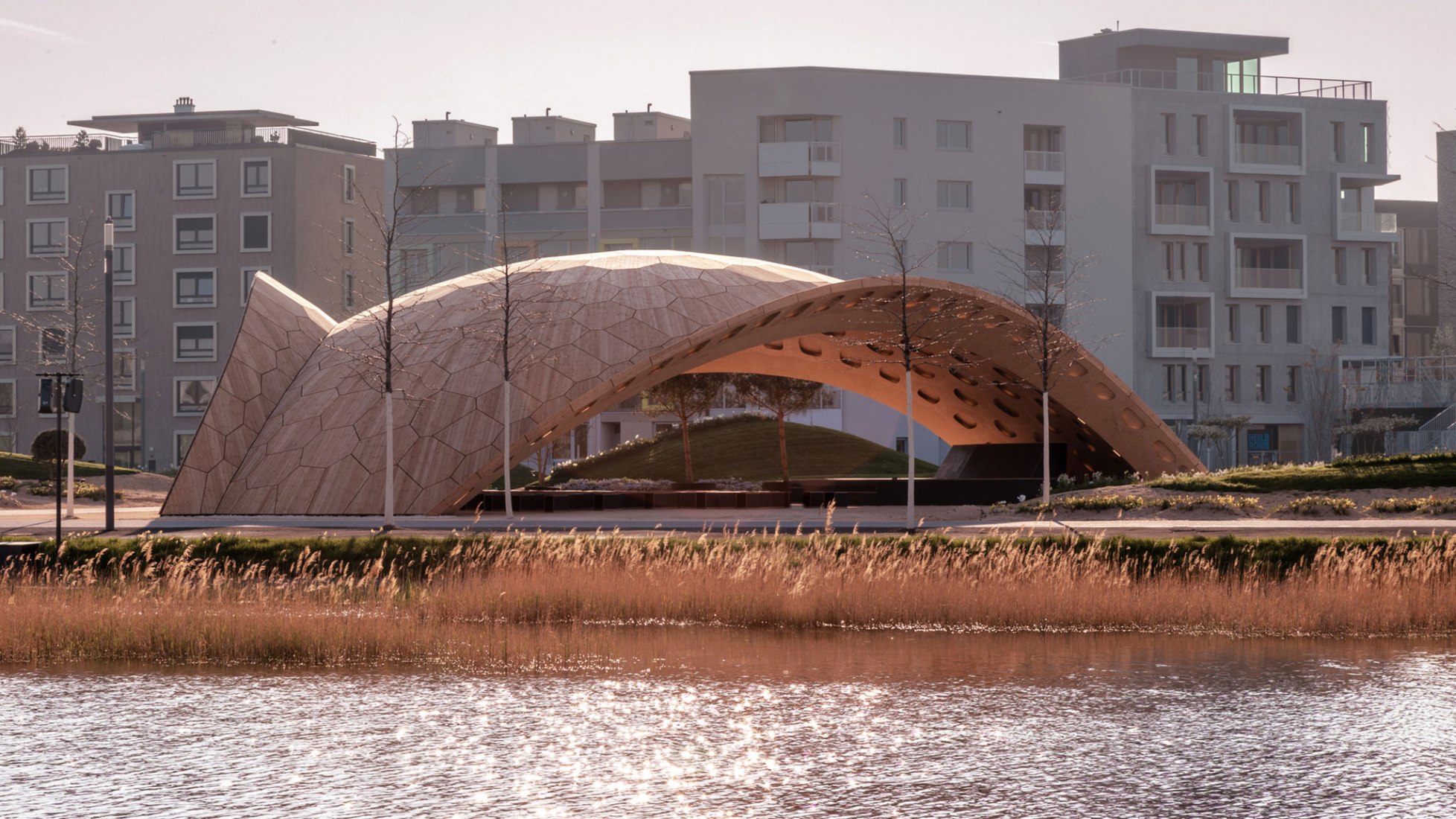 BUGA Wood Pavilion 2019 by ICD/ITKE, University of Stuttgart. Photograph by ICD/ITKE, University of Stuttgart.