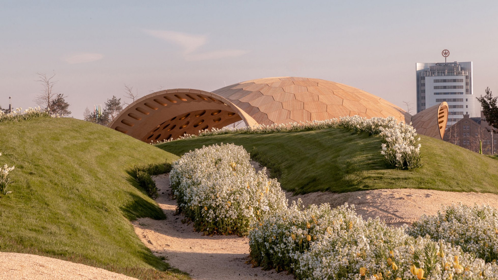 BUGA Wood Pavilion 2019 by ICD/ITKE, University of Stuttgart. Photograph by ICD/ITKE, University of Stuttgart.
