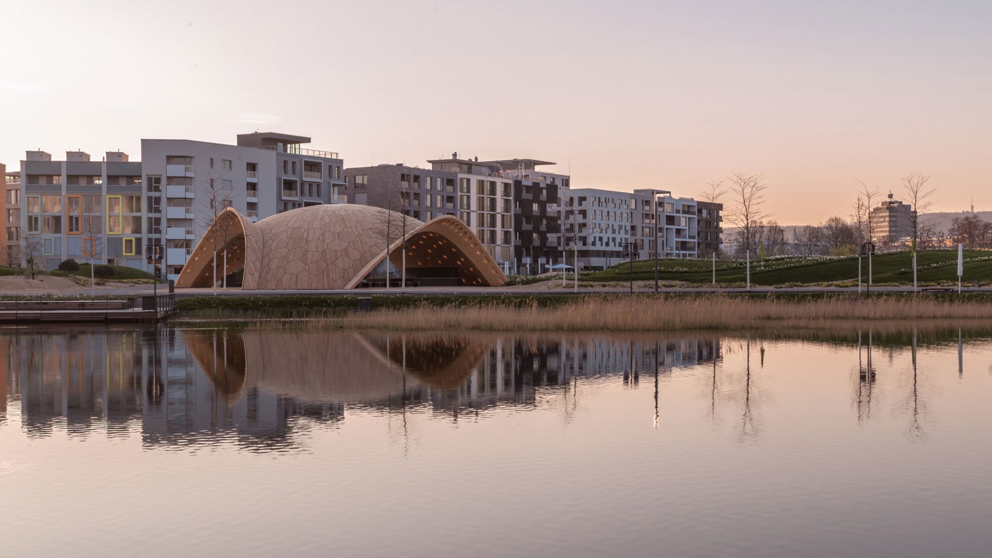 BUGA Wood Pavilion 2019 by ICD/ITKE, University of Stuttgart. Photograph by ICD/ITKE, University of Stuttgart.