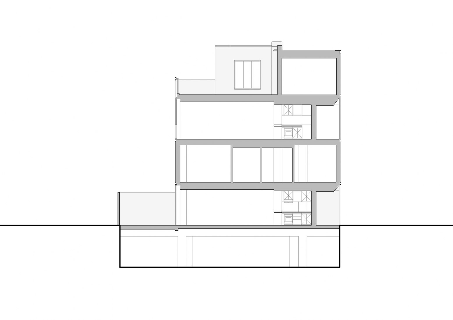 Plano sección modulo 02. Edificio COPA por Ça Arquitectura