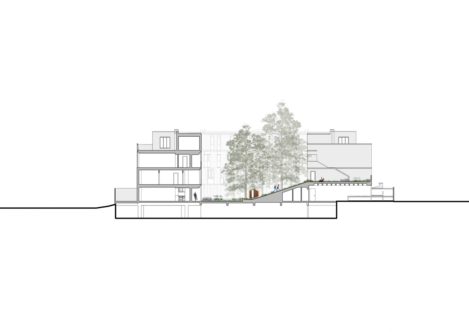 Plano sección transversal 02. Edificio COPA por Ça Arquitectura