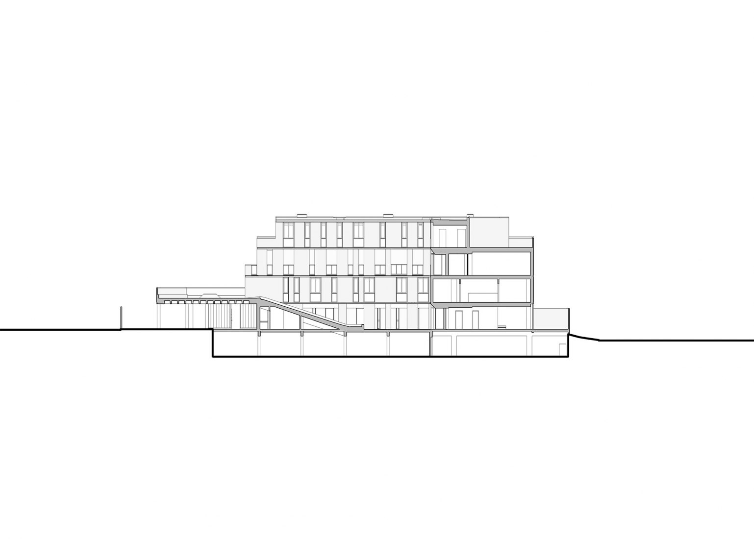Plano sección transversal 03. Edificio COPA por Ça Arquitectura