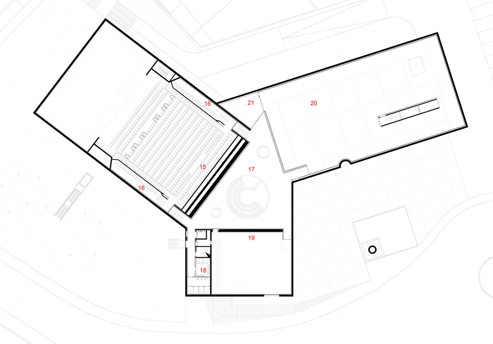 Plano de primera planta. CAA – Centro de las Artes de Agueda por AND-RÉ.