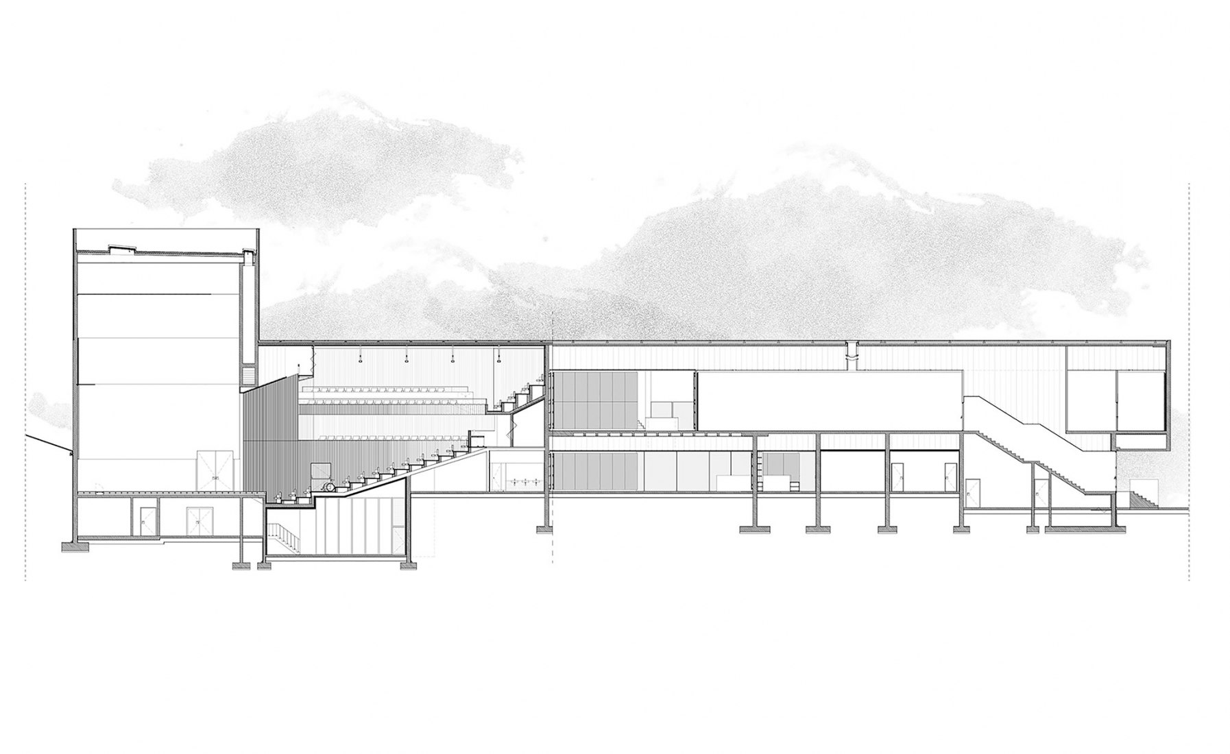 Sección. CAA – Centro de las Artes de Agueda por AND-RÉ.