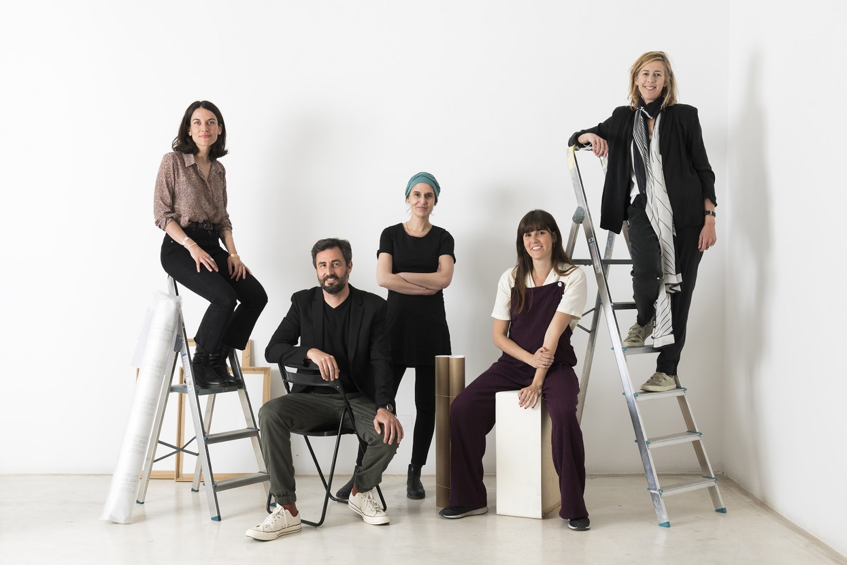 From left to right: Joana Roda. Alex Nogueras. Patricia de Muga. Martha of Muga Rebecca Blanchard. Photography by Roberto Ruiz. Image courtesy of Bombon Projects, NoguerasBlanchard and Galería Joan Prat