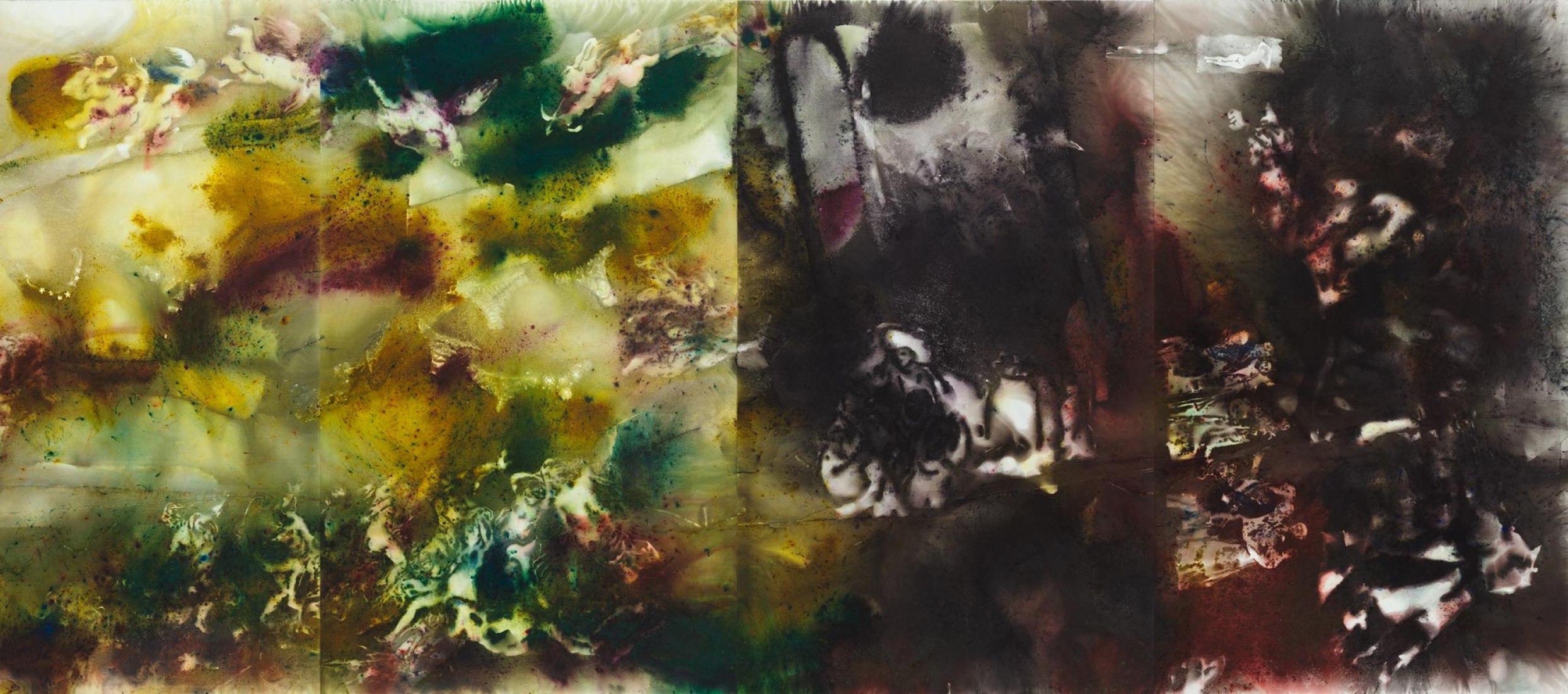 Detalle. El espíritu de la pintura, Cai Guo-Qiang. Pólvora sobre lienzo, 300 cm x 1800 cm. 2017. Fotografía © Museo Nacional del Prado