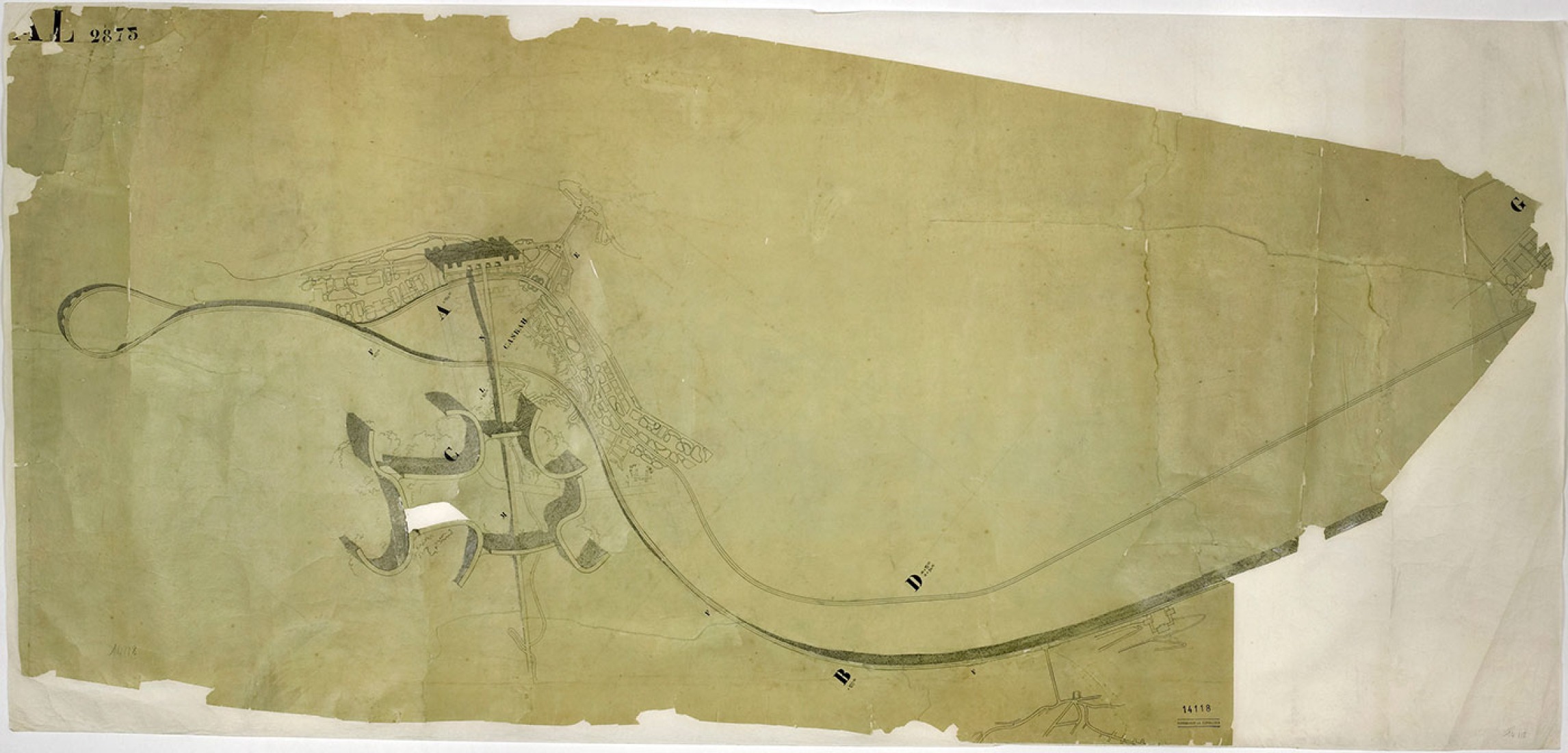 Le Corbusier (Charles-Édouard Jeanneret). Plan Obus, Argel, 1932. Versión A. General plan. Ink and airbrush on tracing paper. Fondation Le Corbusier, París. & copy 2014 FLC-VEGAP.