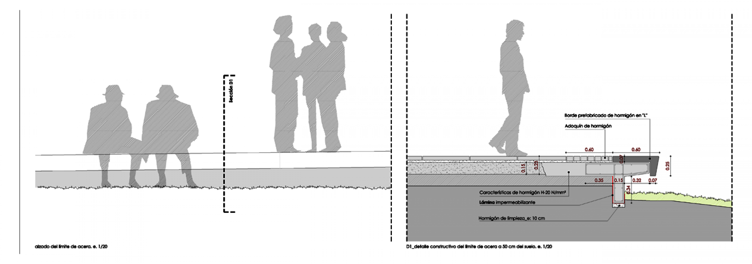 Sección constructiva. Transformación de un paseo marítimo en Tenerife por Jiménez y Bazán Arquitectos S.L.P.