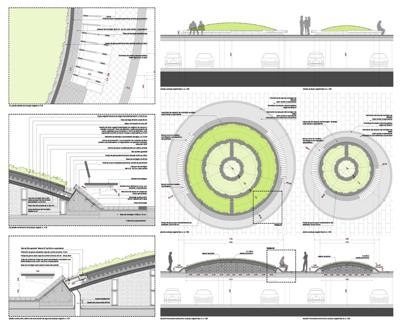 Planta de elemento y detalles. Transformación de un paseo marítimo en Tenerife por Jiménez y Bazán Arquitectos S.L.P.