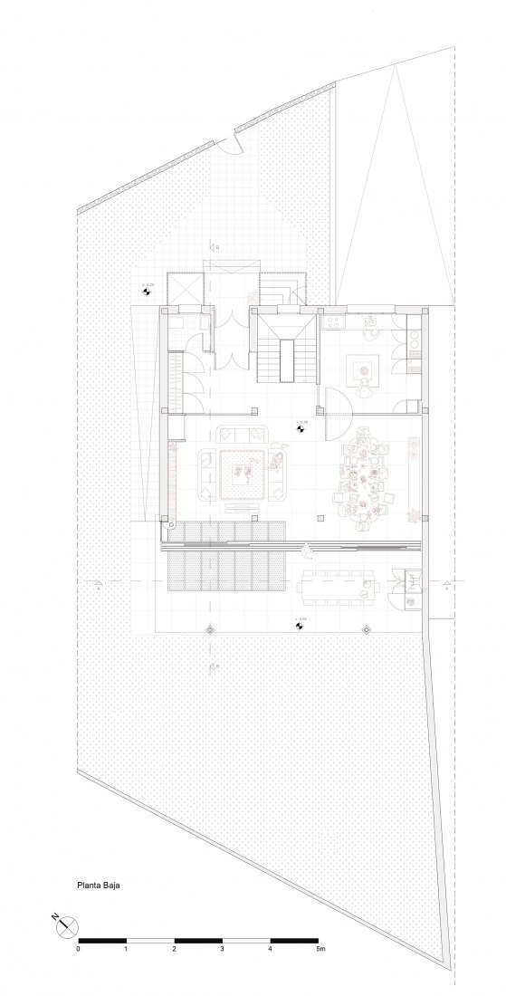 Planta baja previa. Casa Silberberg por Canales Lombardero.