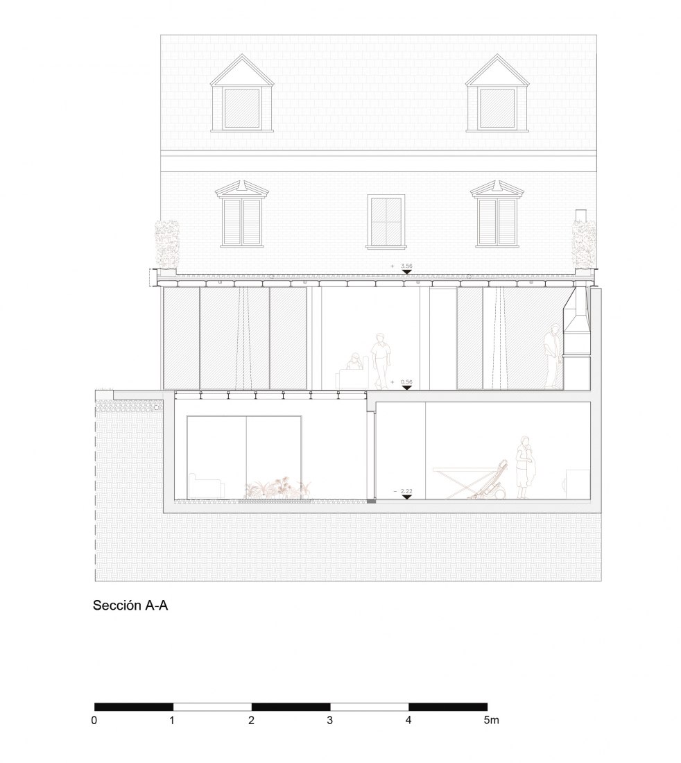 Sección. Casa Silberberg por Canales Lombardero