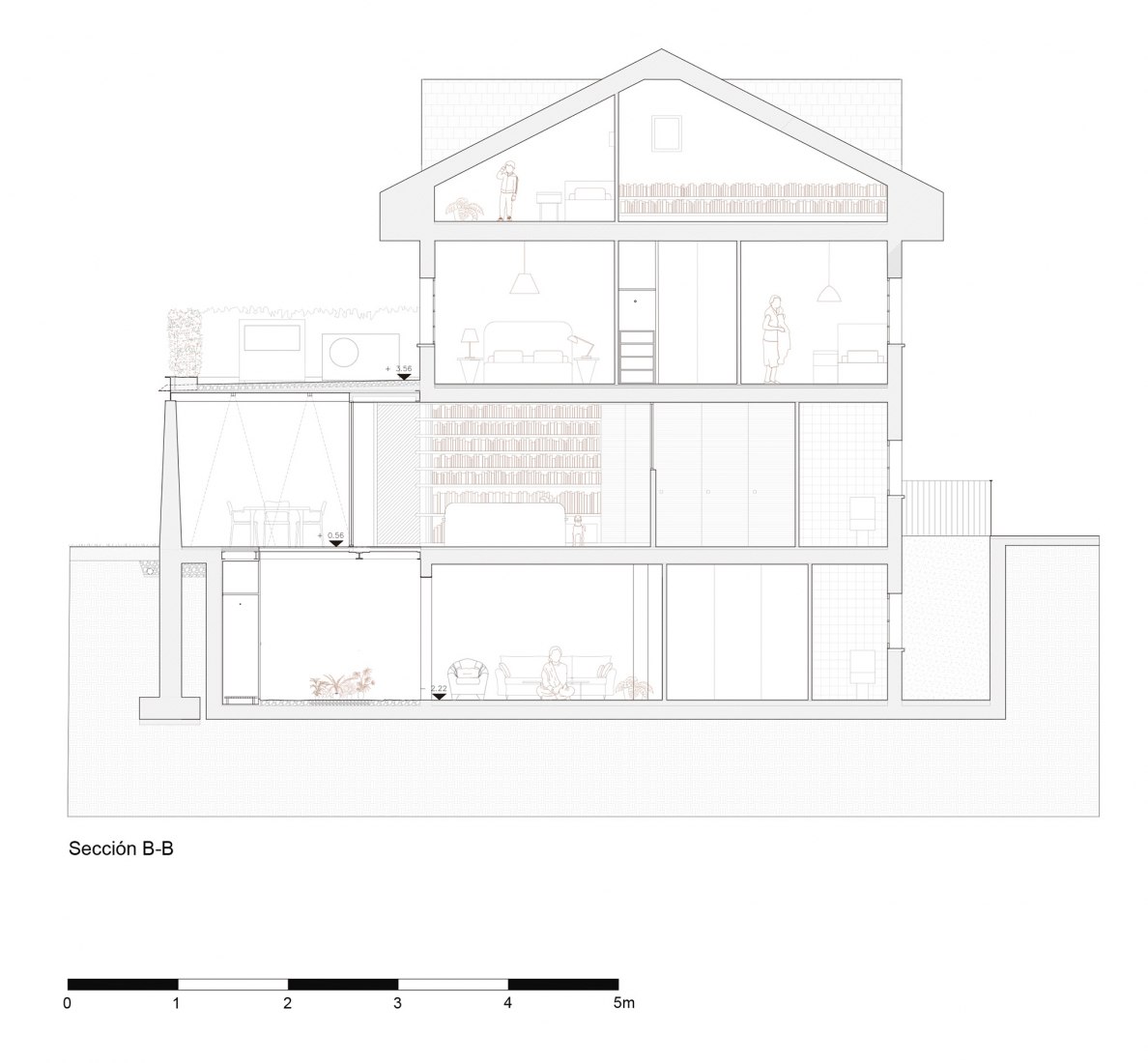 Sección. Casa Silberberg por Canales Lombardero