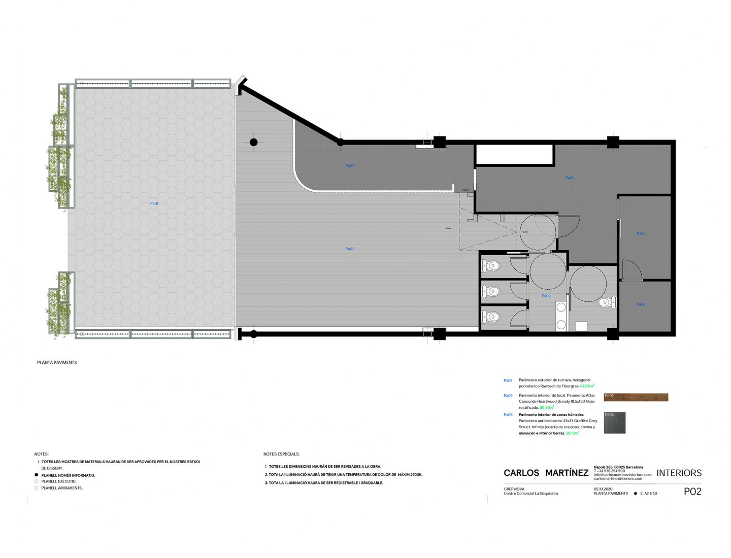 Paviments plan. Restaurant Crep Nova by Carlos Martínez Interiors.