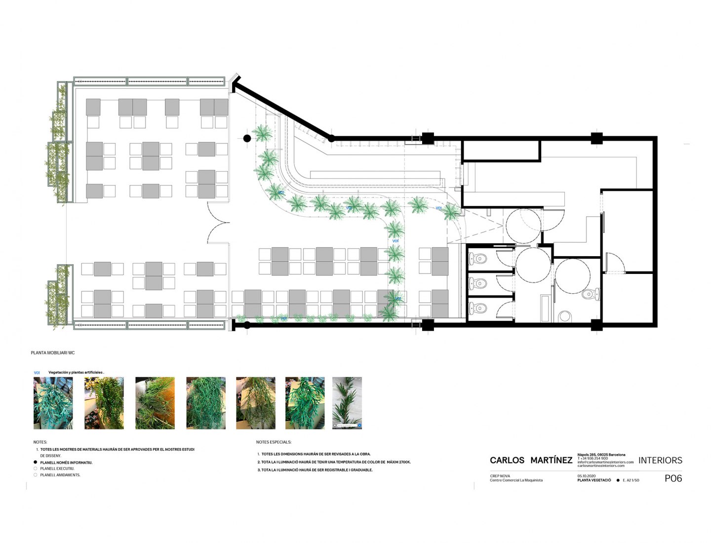 Vegetation plant. Restaurant Crep Nova by Carlos Martínez Interiors.
