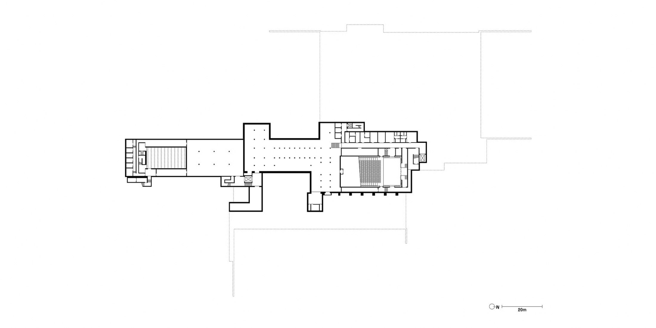 Plano de sótano. Carmen Würth Forum in Künzelsau is completed by David Chipperﬁeld.