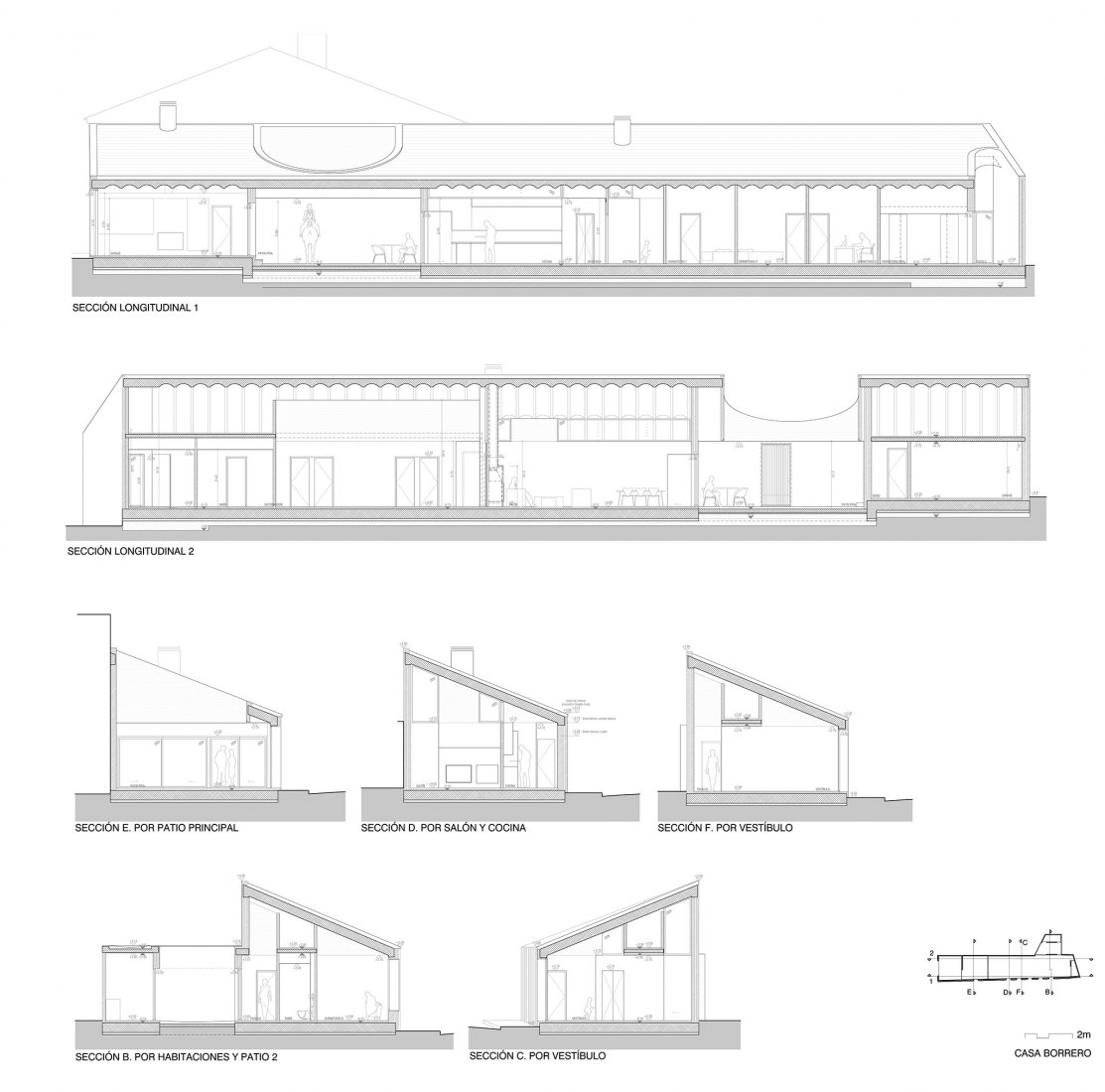 Sección. Casa Borrero por Studio Wet.
