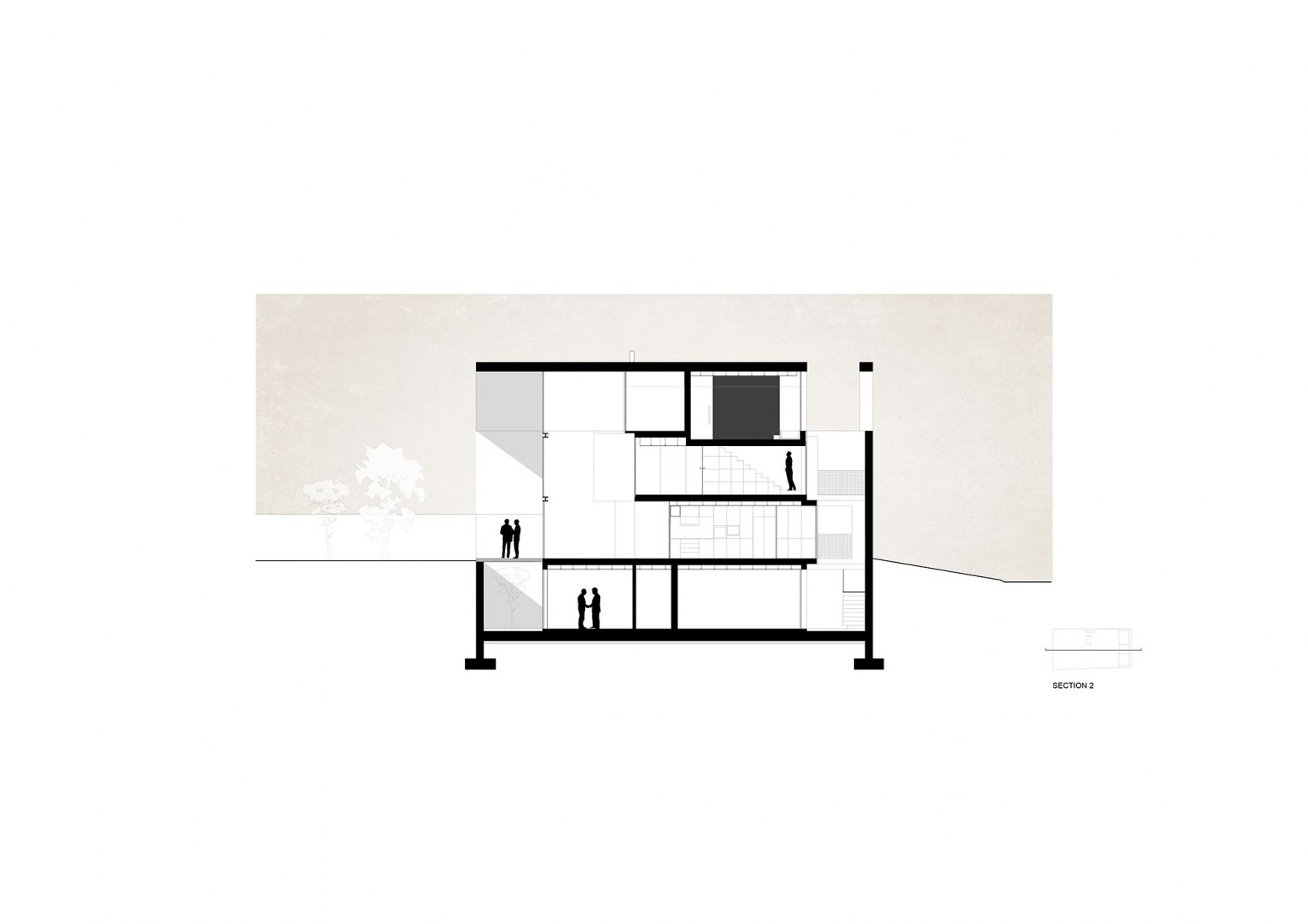 Longitudinal Section. Arch House by FRARI - architecture network. 
