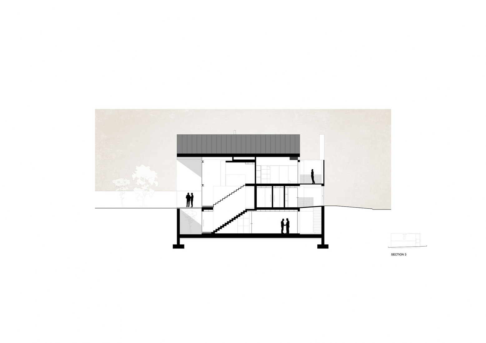 Longitudinal Section. Arch House by FRARI - architecture network. 