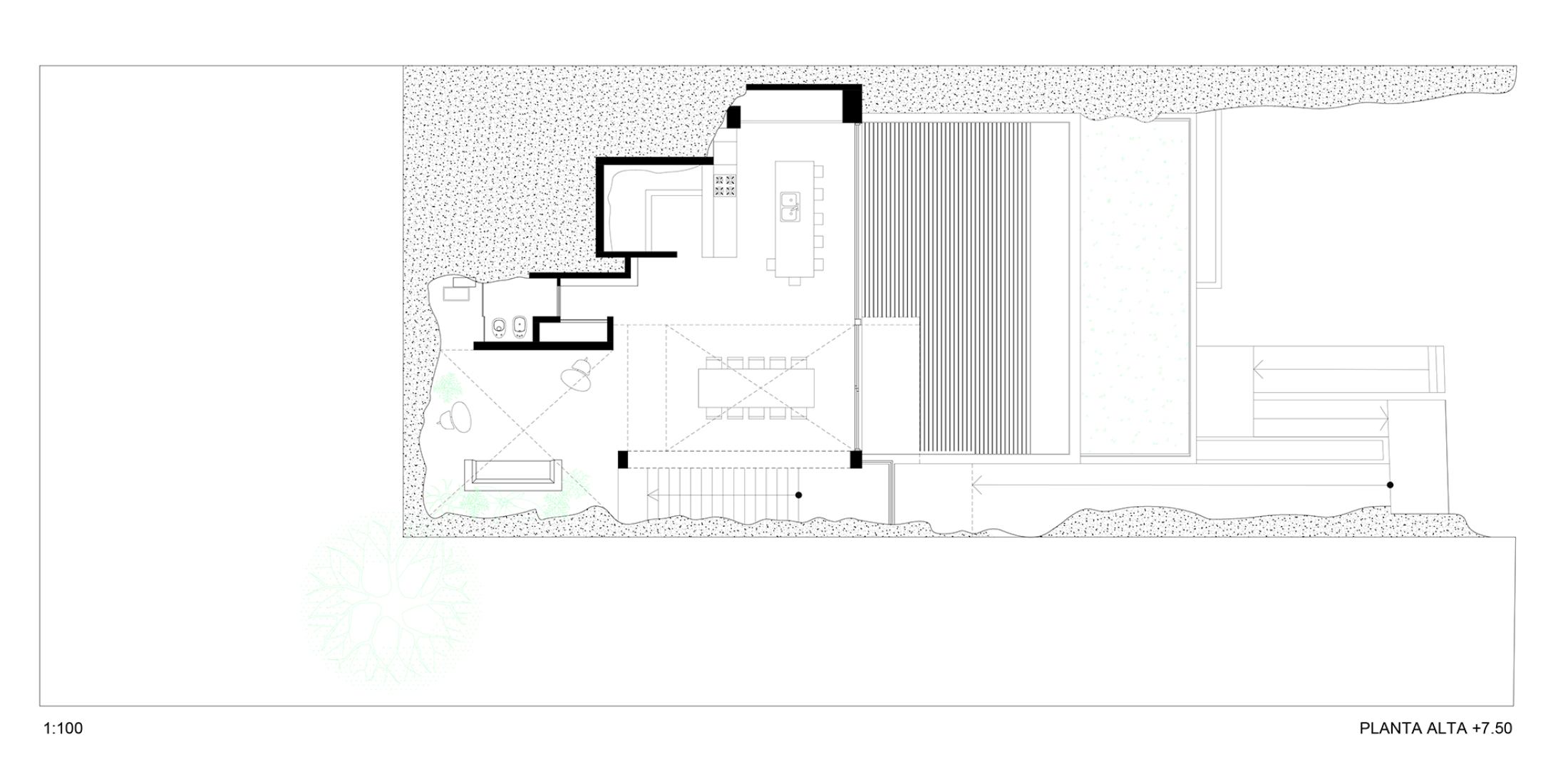 Planta alta +7.50 m. Casa en la Piedra por Christian Schlatter.