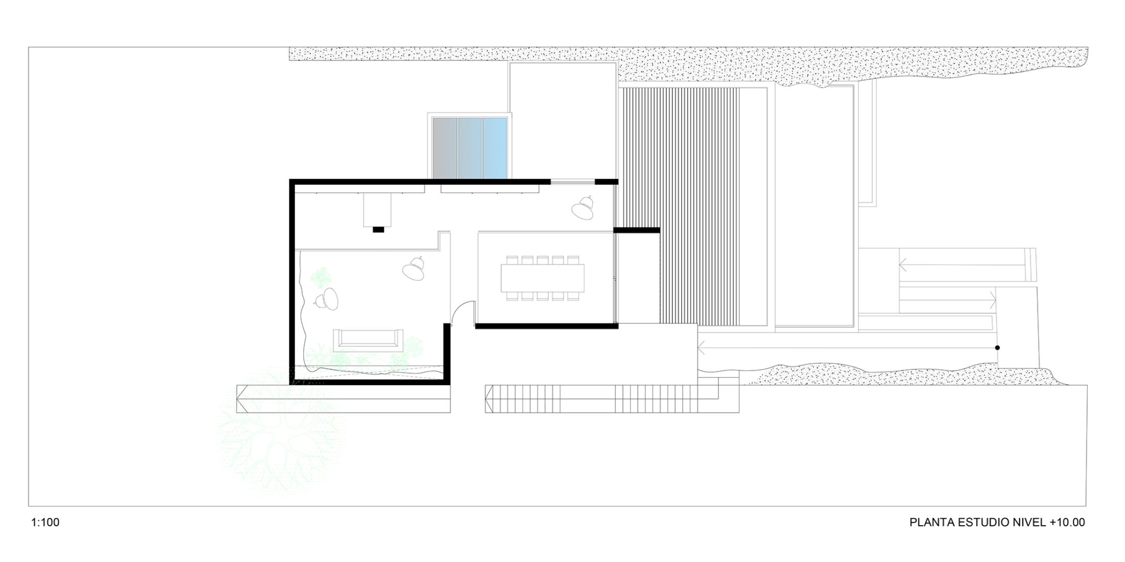 Planta estudio +10.00 m. Casa en la Piedra por Christian Schlatter.