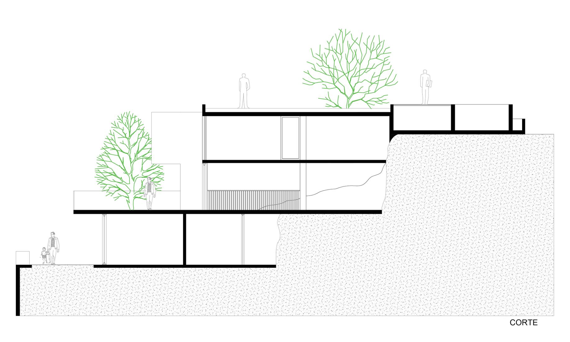 Sección. Casa en la Piedra por Christian Schlatter.