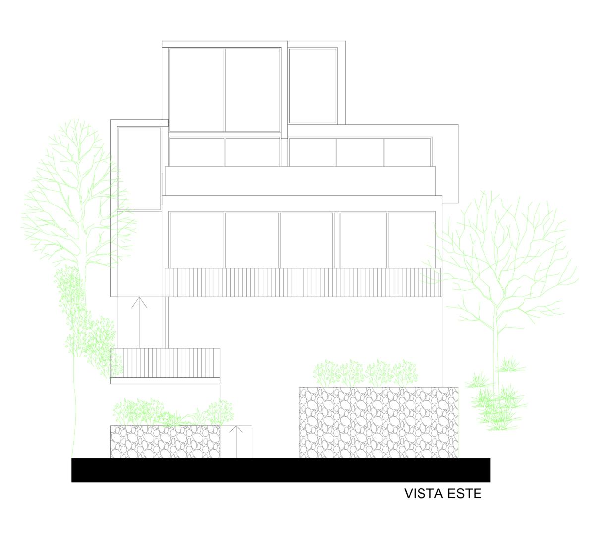 Vista este. Casa en la Piedra por Christian Schlatter.