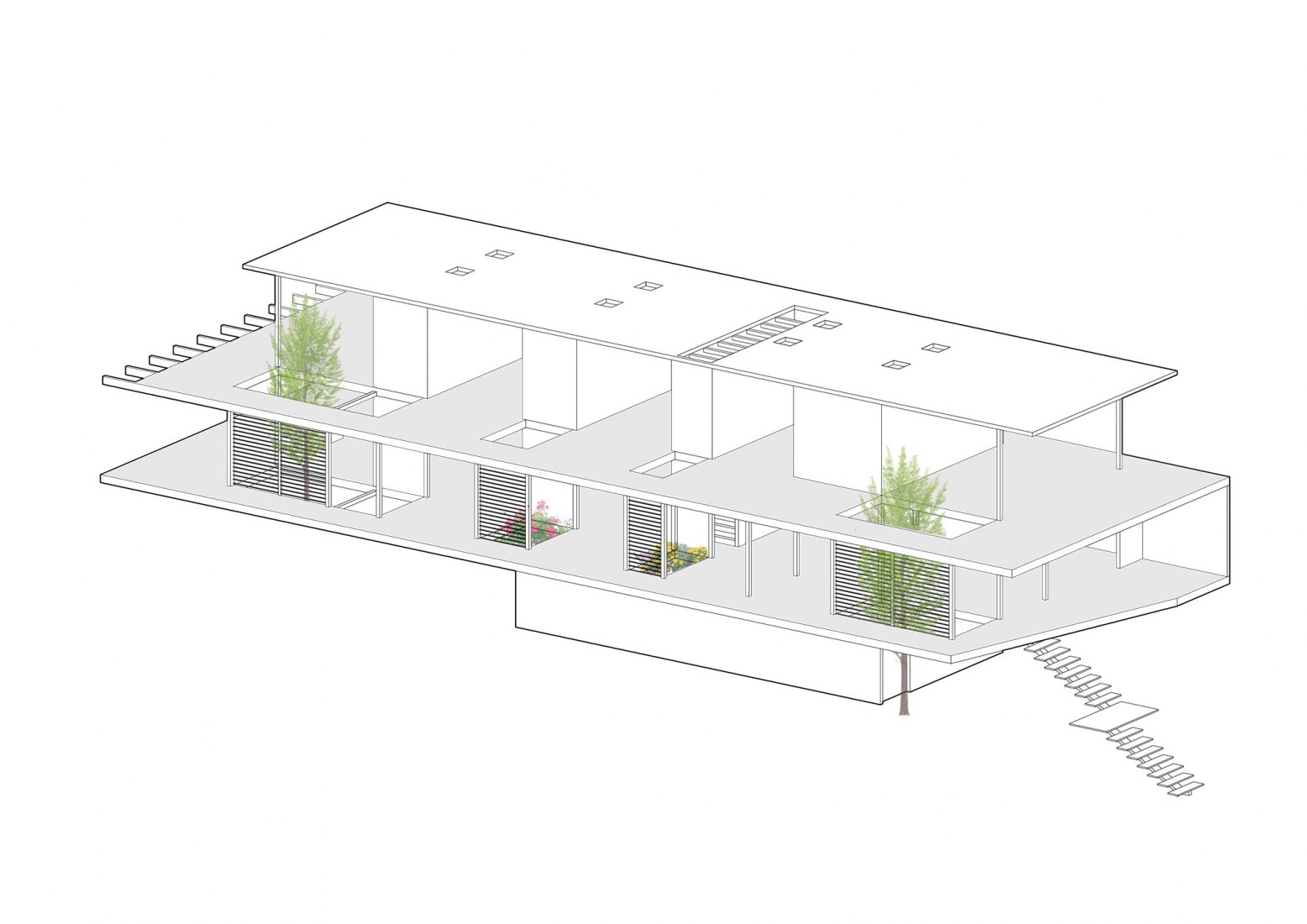 Axonometric. Horizontal House by Juan Tohme. 